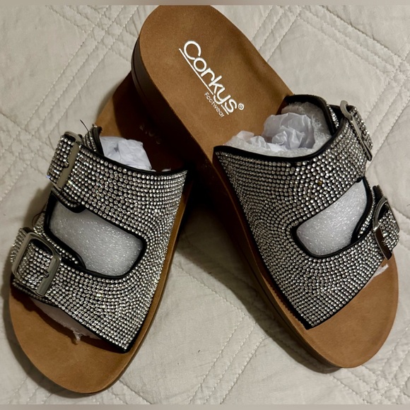 Corkys Rhinestone Buckle Sandals - Black Rhinestones - Picture 3 of 5